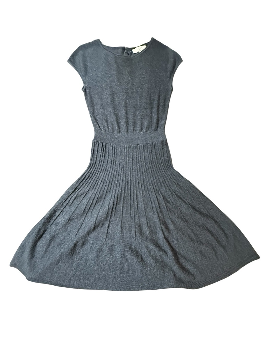 Ann Taylor Loft SZ XS Dress Womens Gray Sweater Pleated Knit Fit